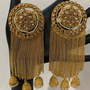 Women’s Fancy Indian Jewelry - Golden Earrings